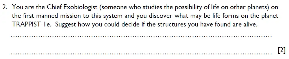 Question 2 - Shrewsbury School - 13 Plus Biology Scholarship Exam Paper 2017