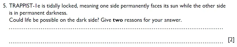 Question 5 - Shrewsbury School - 13 Plus Biology Scholarship Exam Paper 2017