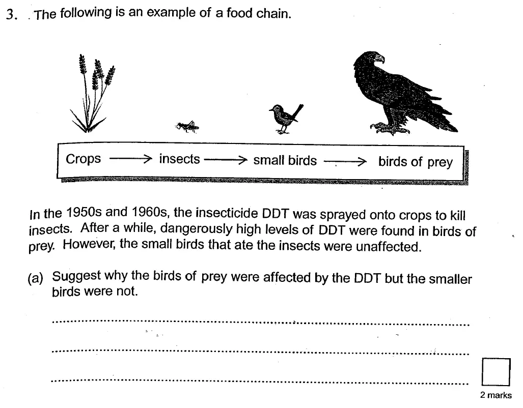 Question 8 - St Georges College Weybridge - 13 Plus Biology Scholarship Exam Paper