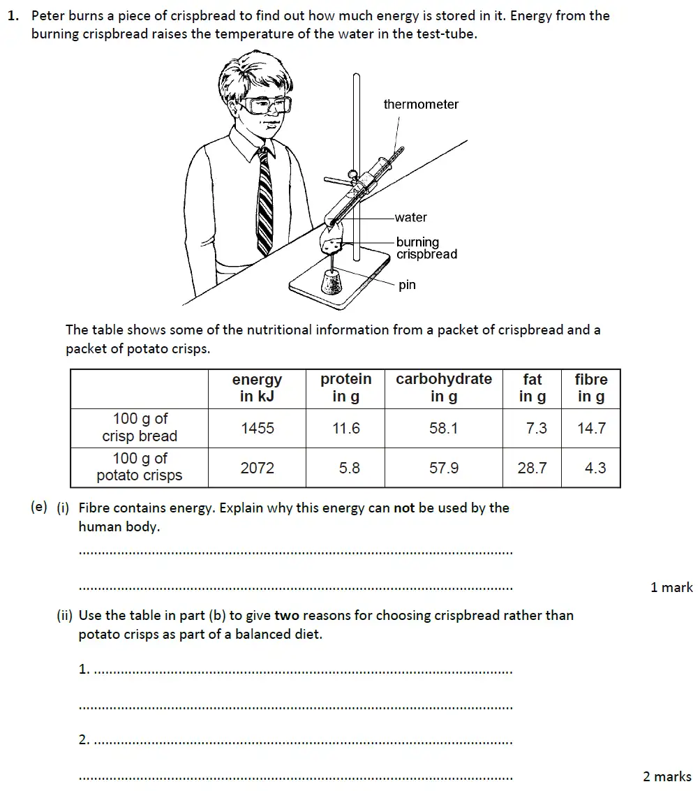 Question 5 - Warwick School - 13 Plus Biology Entrance Exam Paper