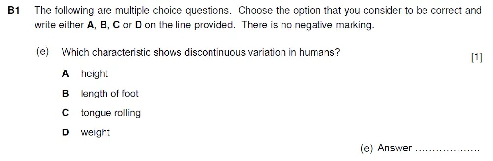 Question 5 - Westminster School - 13 Plus Biology Sample Paper 2019