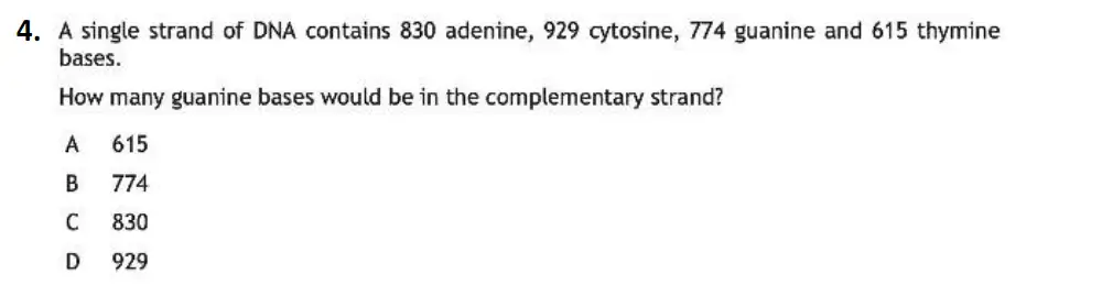 Question 4 - Westminster School - 13 Plus Biology Sample Paper 2021
