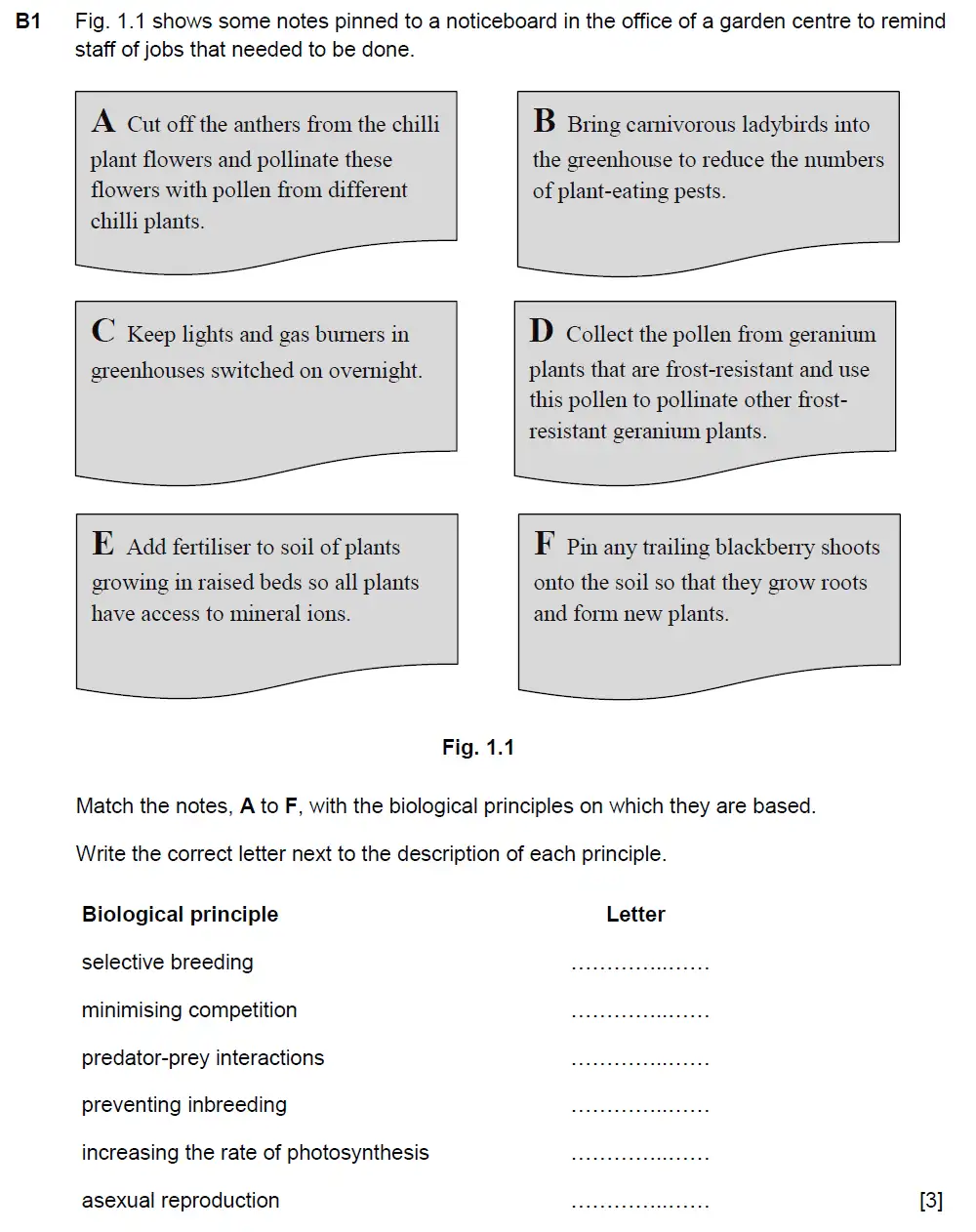 Question 1 - Westminster School - 13 Plus Biology Scholarship Exam Paper 2015