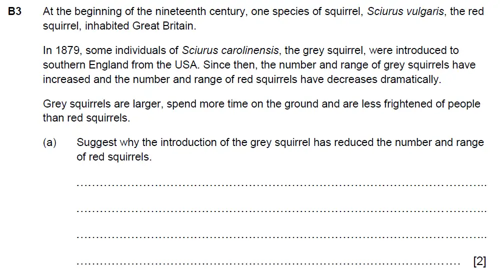 Question 5 - Westminster School - 13 Plus Biology Scholarship Exam Paper 2015