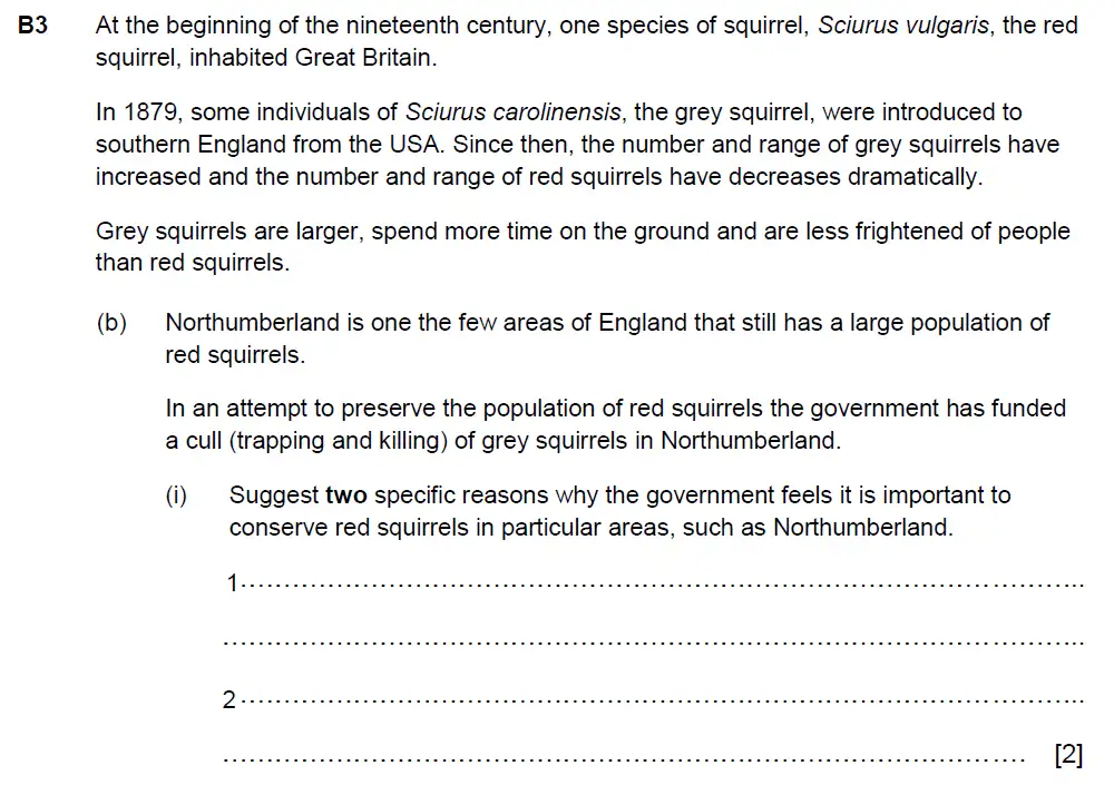 Question 6 - Westminster School - 13 Plus Biology Scholarship Exam Paper 2015