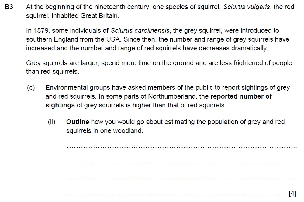 Question 9 - Westminster School - 13 Plus Biology Scholarship Exam Paper 2015