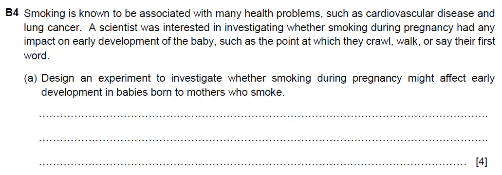 Question 10 - Westminster School - 13 Plus Biology Scholarship Exam Paper 2016