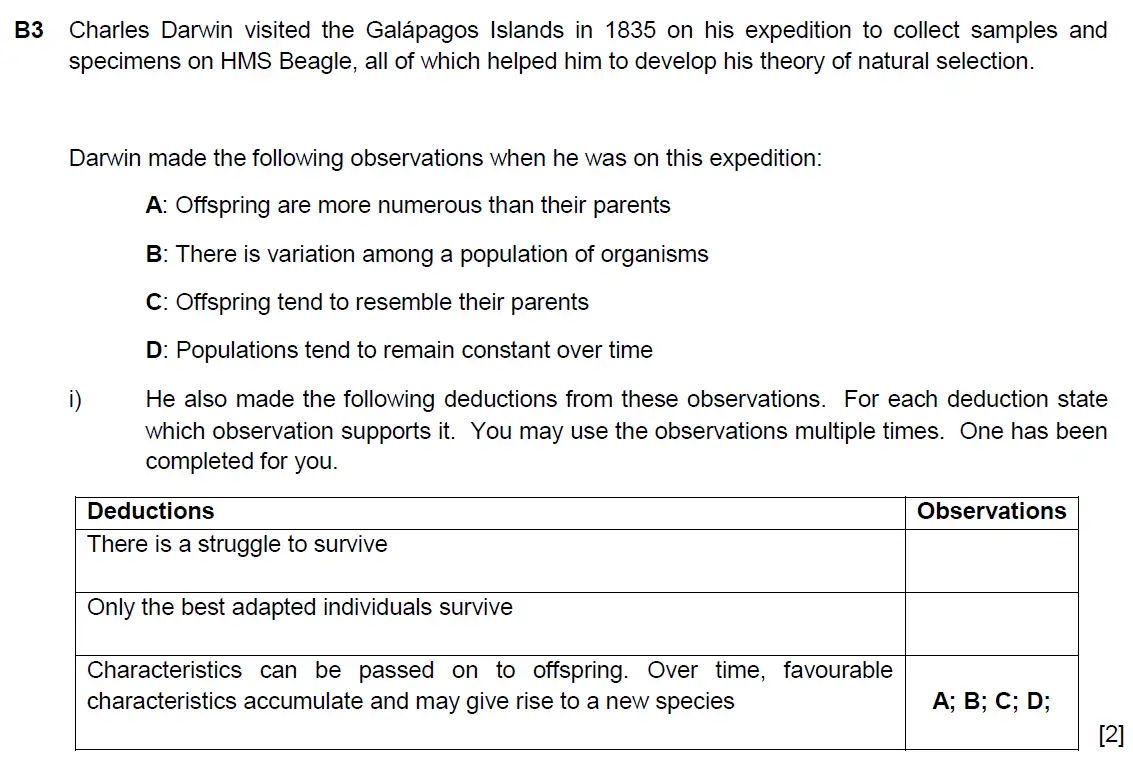 Question 15 - Westminster School - 13 Plus Biology Scholarship Exam Paper 2017