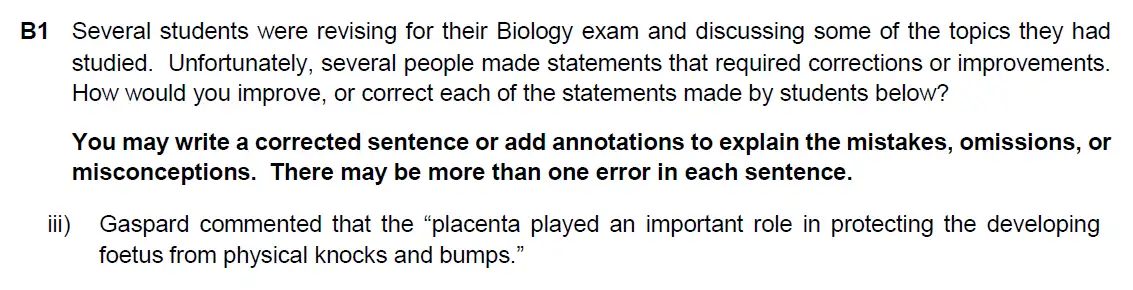 Question 3 - Westminster School - 13 Plus Biology Scholarship Exam Paper 2017