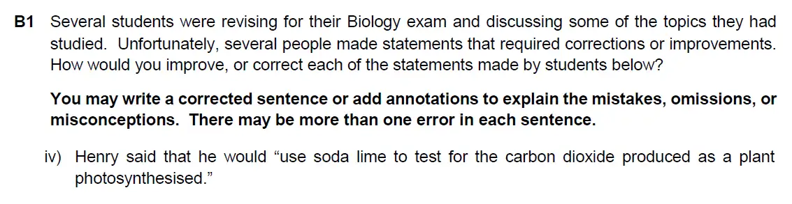 Question 4 - Westminster School - 13 Plus Biology Scholarship Exam Paper 2017