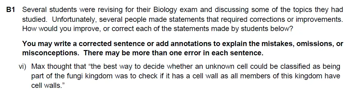 Question 6 - Westminster School - 13 Plus Biology Scholarship Exam Paper 2017
