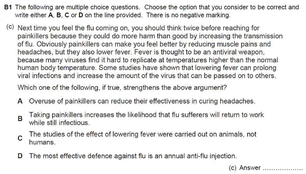 Question 3 - Westminster School - 13 Plus Biology Scholarship Exam Paper 2018
