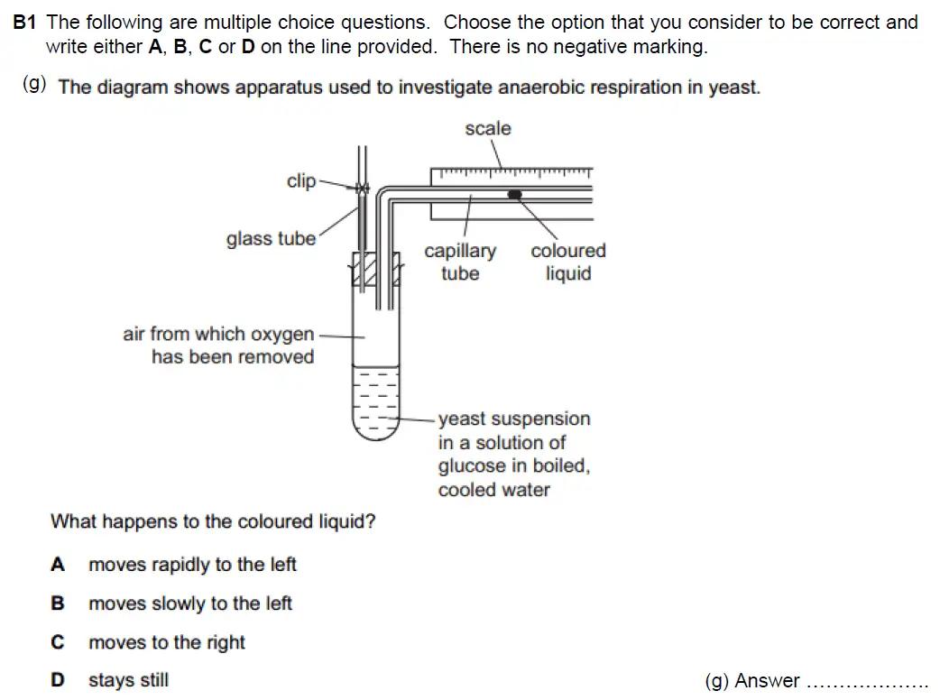 Question 7 - Westminster School - 13 Plus Biology Scholarship Exam Paper 2018