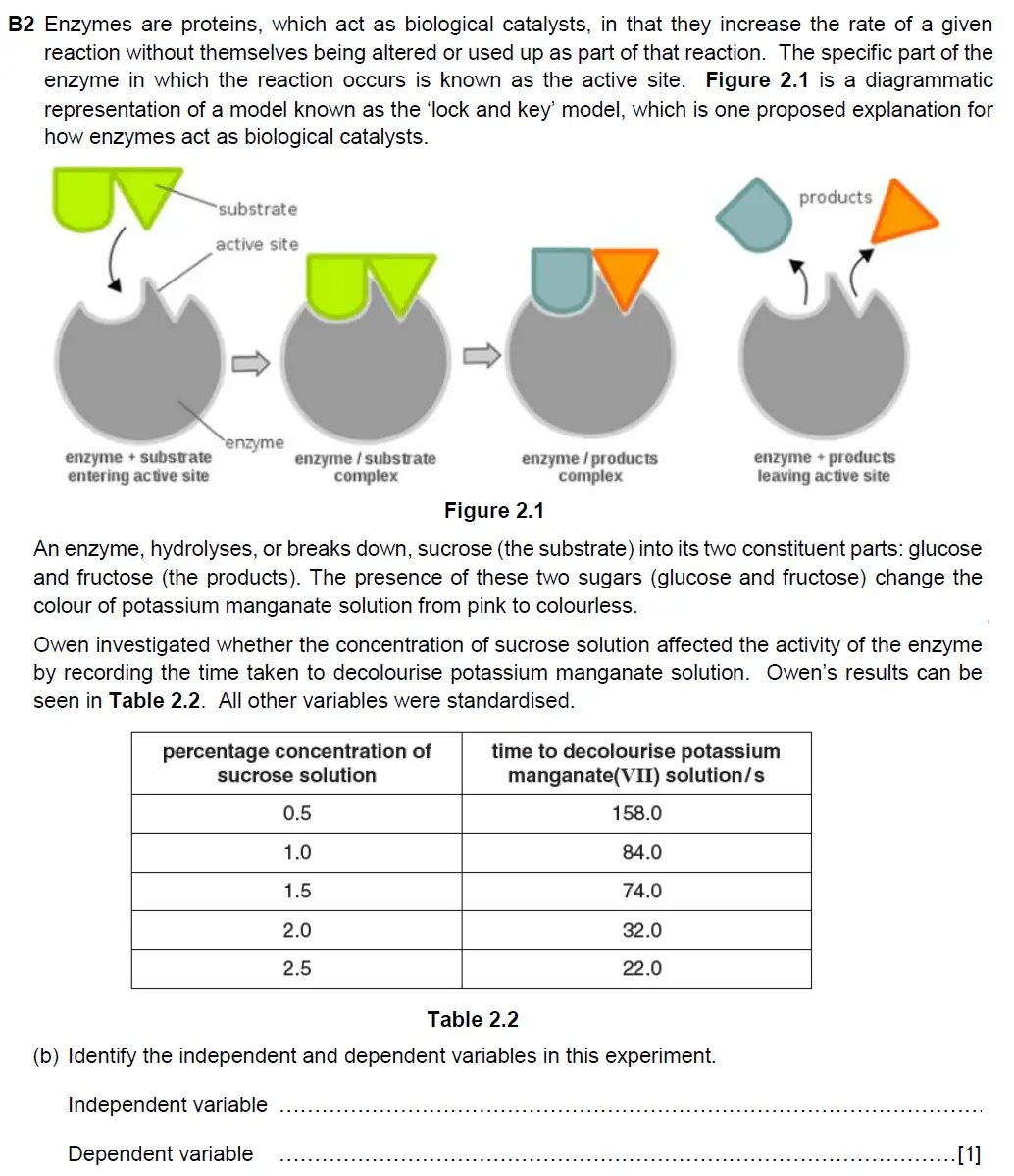 Question 9 - Westminster School - 13 Plus Biology Scholarship Exam Paper 2018