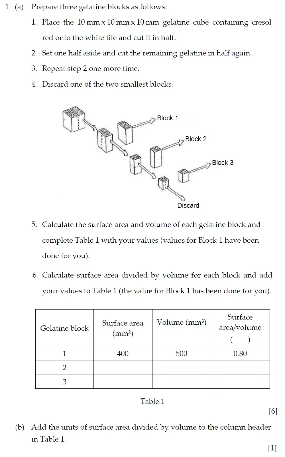 Question 1 - Winchester College - 13 Plus Biology Practical Election Exam Paper 2018