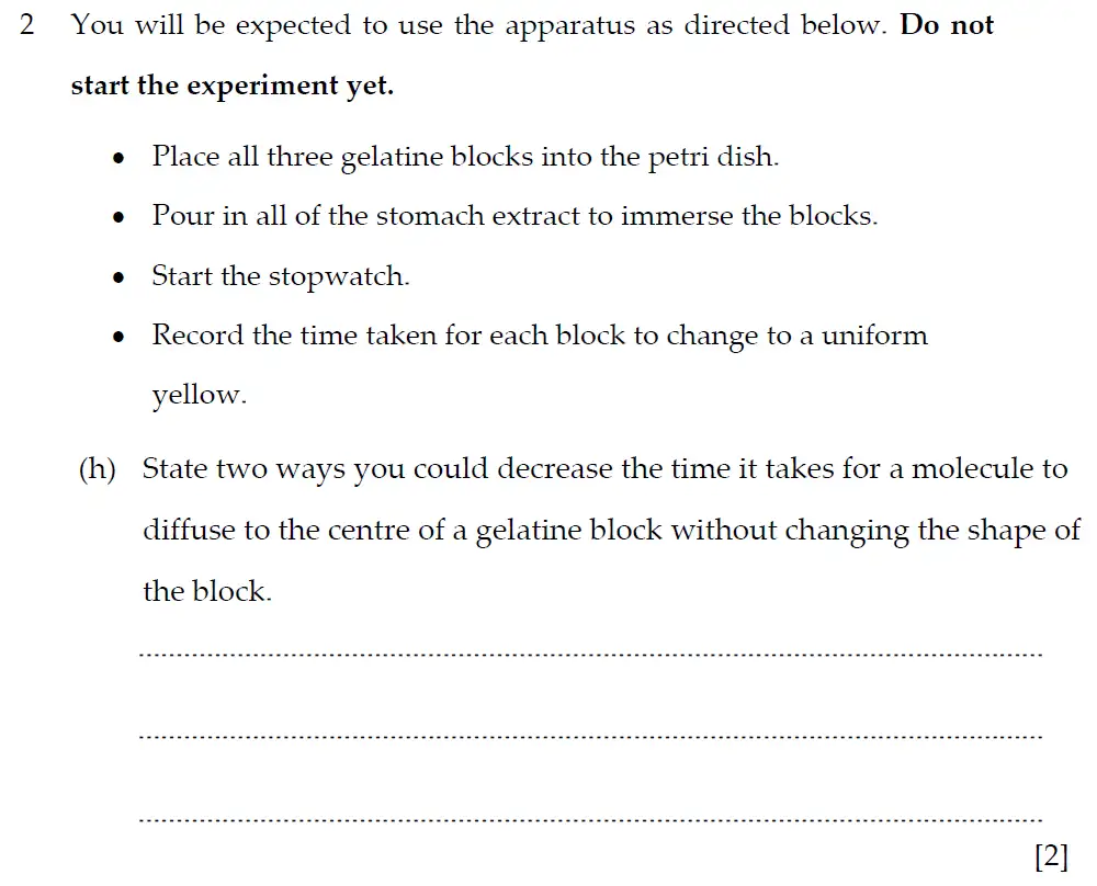 Question 10 - Winchester College - 13 Plus Biology Practical Election Exam Paper 2018