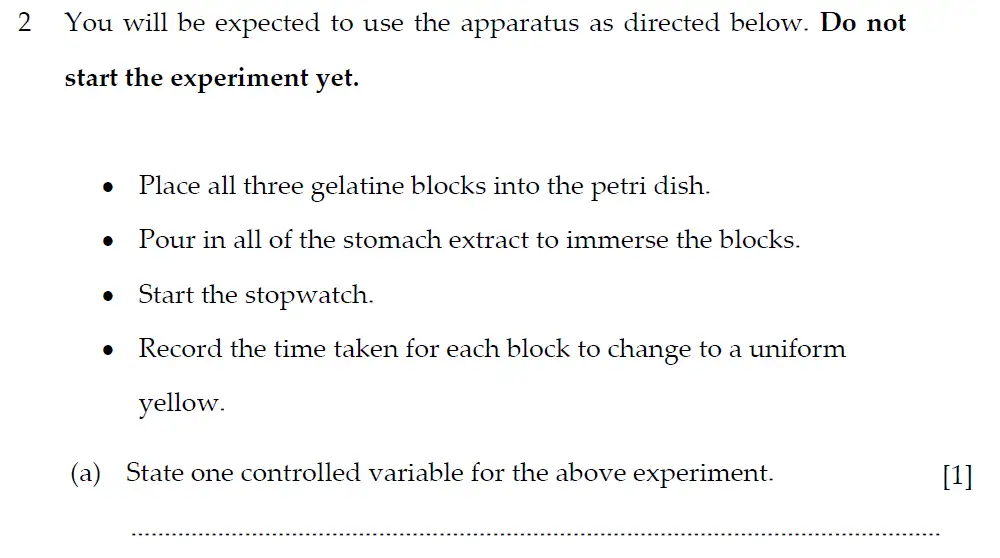 Question 3 - Winchester College - 13 Plus Biology Practical Election Exam Paper 2018