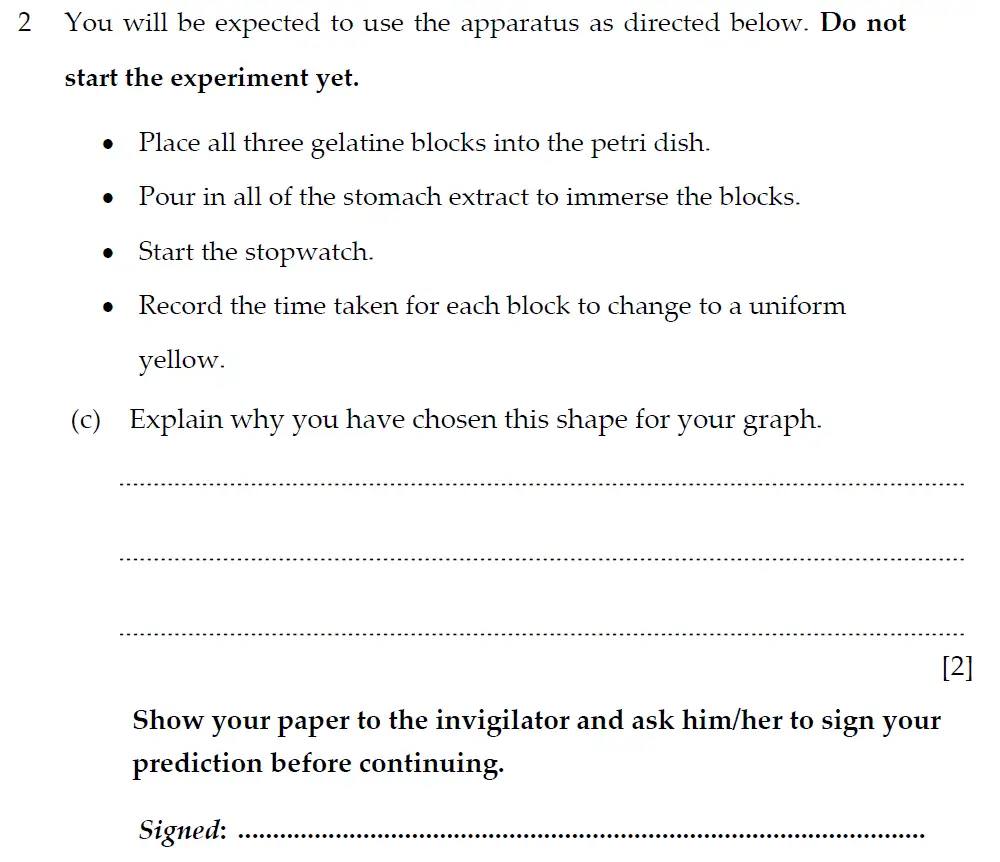 Question 5 - Winchester College - 13 Plus Biology Practical Election Exam Paper 2018