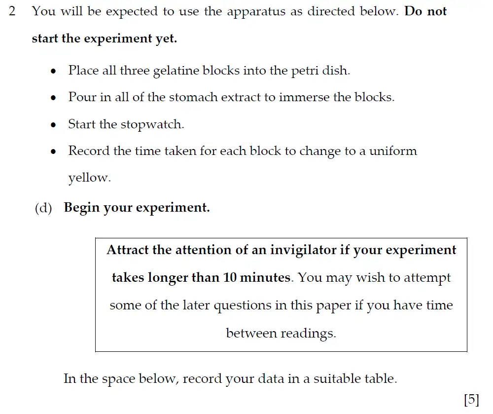 Question 6 - Winchester College - 13 Plus Biology Practical Election Exam Paper 2018