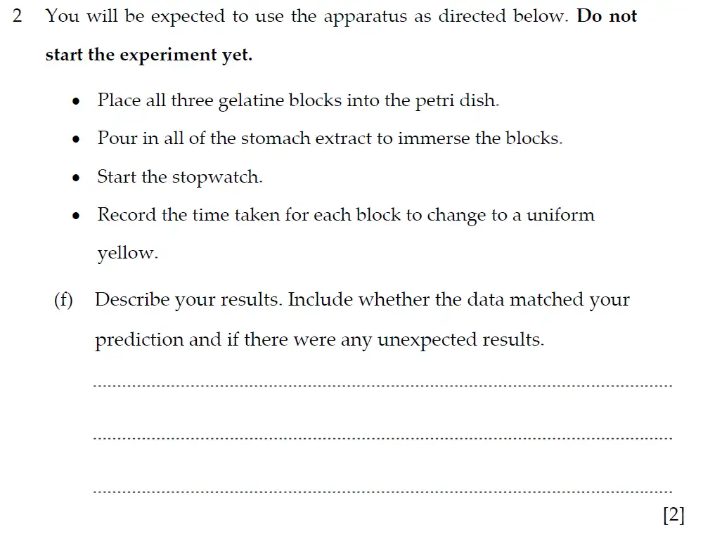 Question 8 - Winchester College - 13 Plus Biology Practical Election Exam Paper 2018