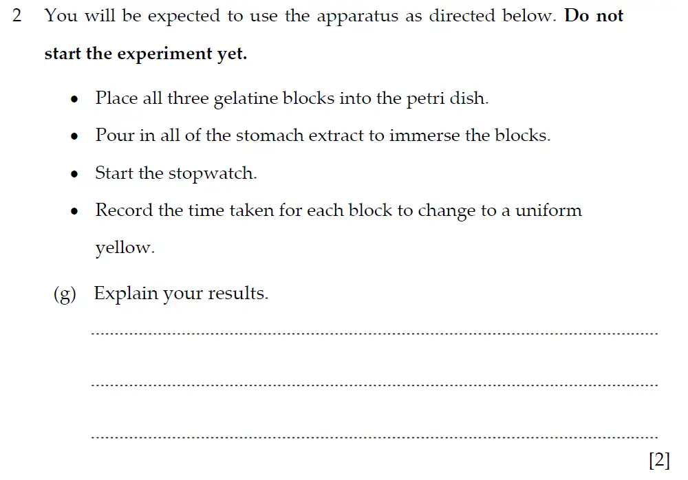 Question 9 - Winchester College - 13 Plus Biology Practical Election Exam Paper 2018