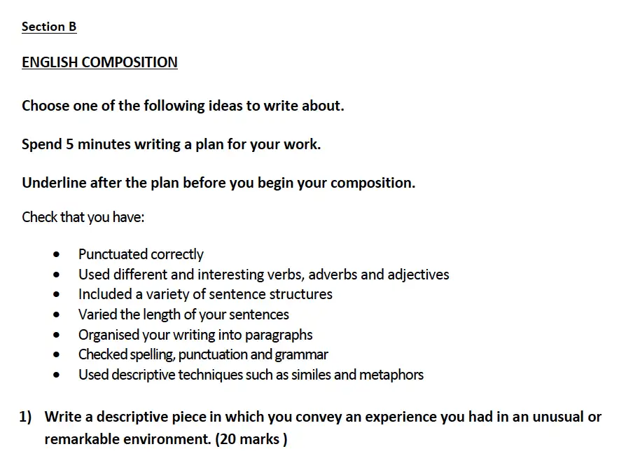Writing task 01 - Aldenham School – 13 Plus English Sample Paper 2017