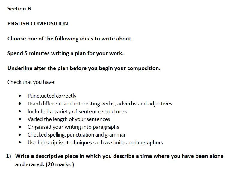 Writing task 01 - Aldenham School – 13 Plus English Sample Paper 2019