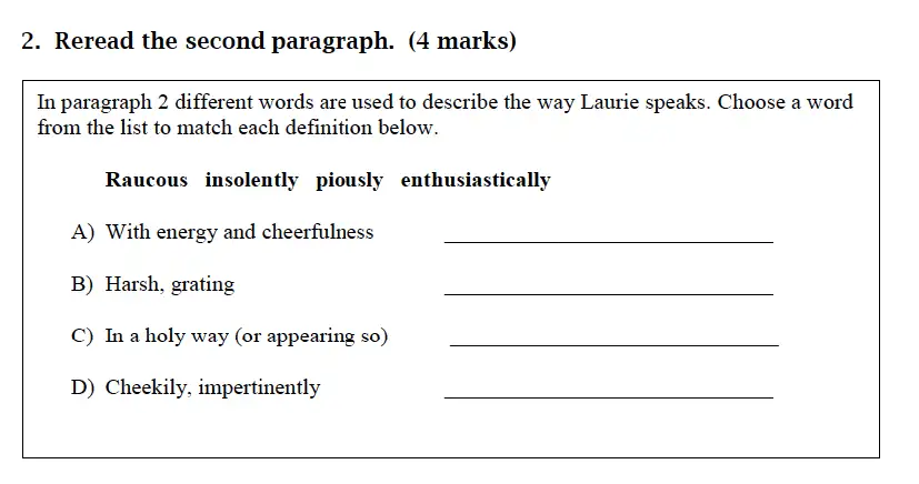 Question 02 - Christ’s Hospital – Residential Assessment Year 9 English 2016