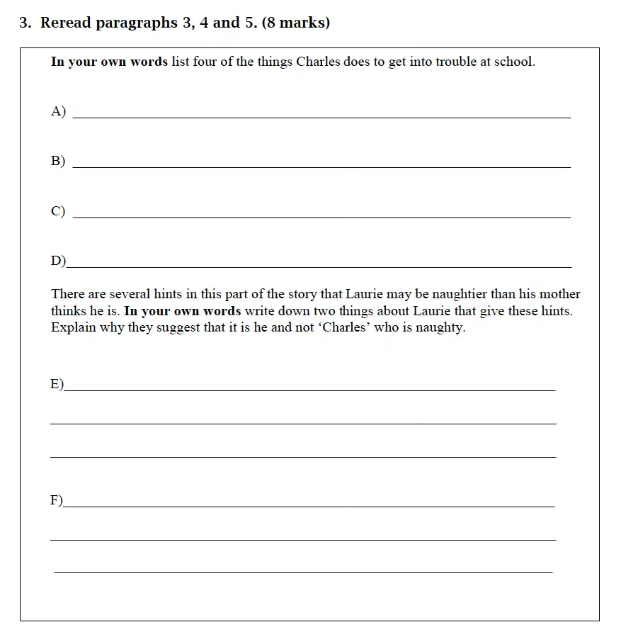 Question 03 - Christ’s Hospital – Residential Assessment Year 9 English 2016