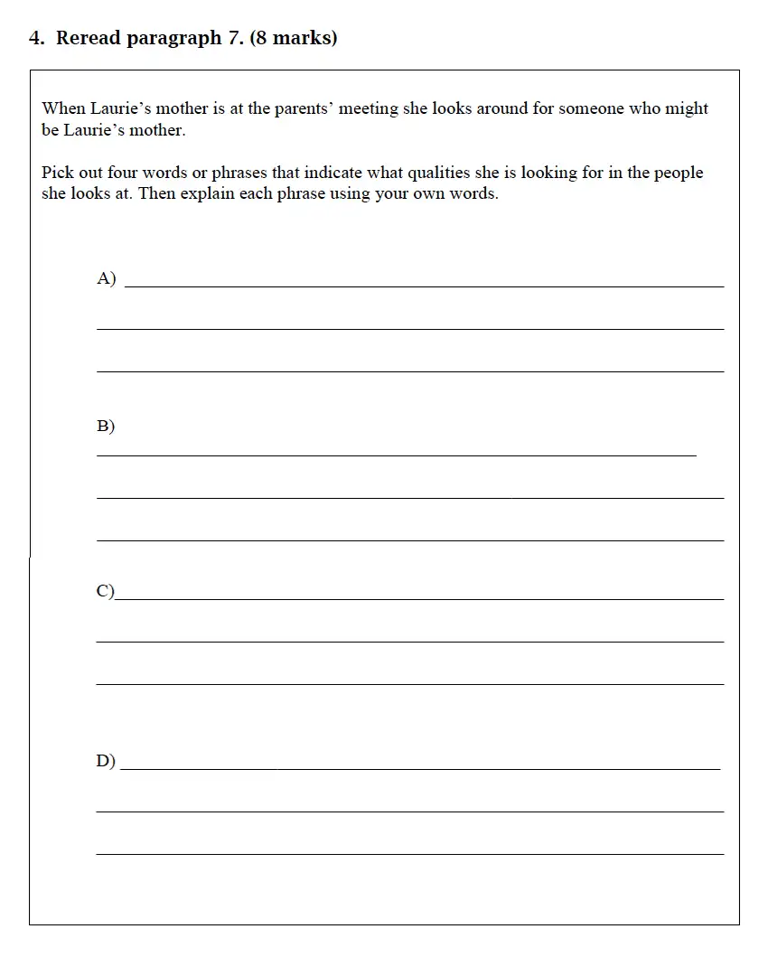 Question 04 - Christ’s Hospital – Residential Assessment Year 9 English 2016