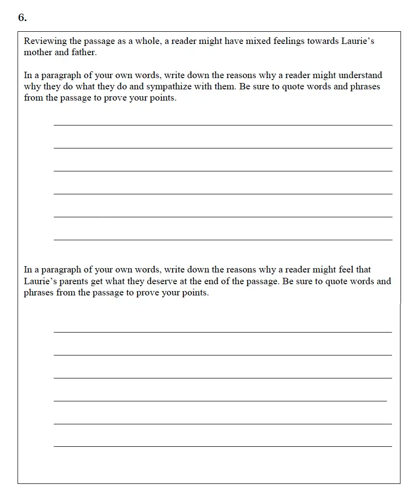 Question 06 - Christ’s Hospital – Residential Assessment Year 9 English 2016