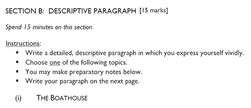 Writing task 01 - Dulwich College – Year 9 English Specimen Paper