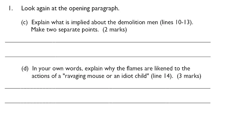 Question 02 - Dulwich College – Year 9 English Specimen Paper