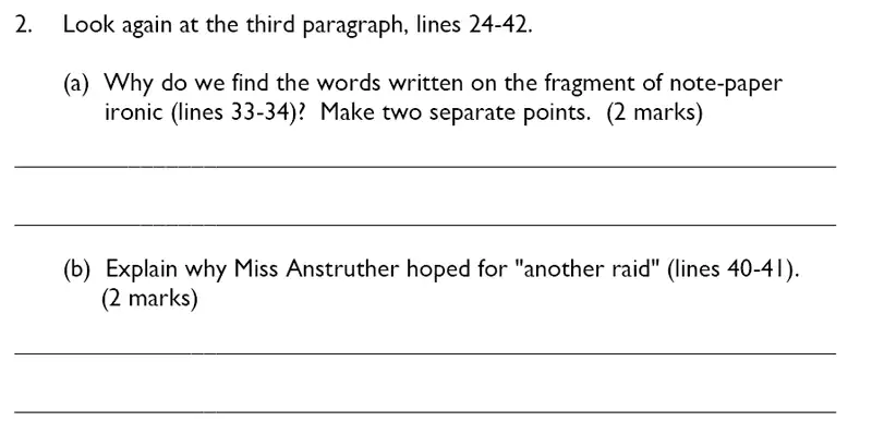 Question 03 - Dulwich College – Year 9 English Specimen Paper