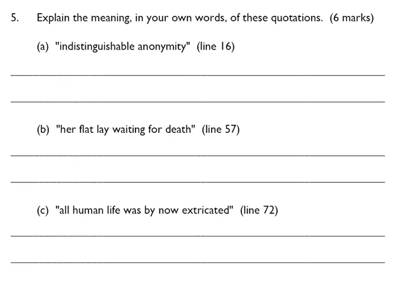 Question 07 - Dulwich College – Year 9 English Specimen Paper