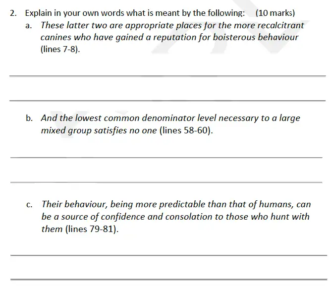 Question 02 - Forest School – 13 Plus English Sample Paper 2