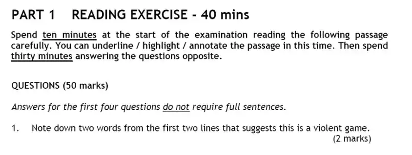 Question 01 - Haberdashers’ Aske’s Boys’ School (HABS) – 13 Plus English Entrance Exam 2016