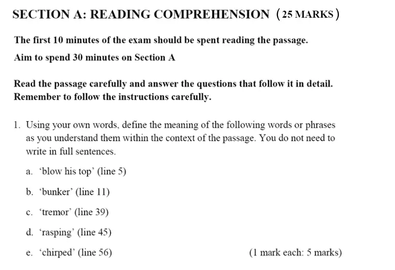 Question 01 - Merchant Taylors’ School – 13 Plus English Entrance Exam 2017