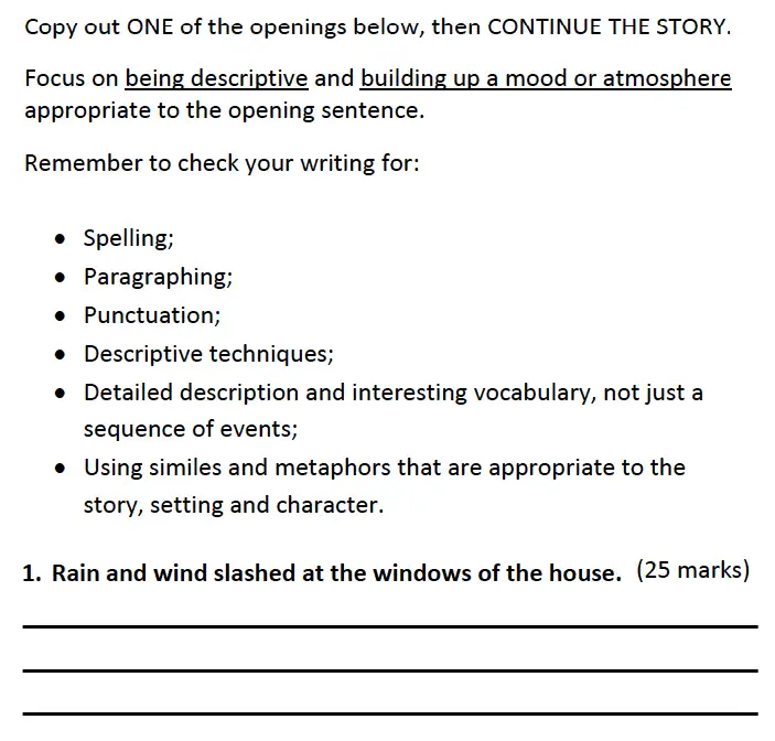 Writing task 01 - Reigate Grammar School – 13 Plus English Sample Paper 2016