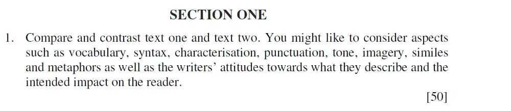Question 01 - Eton College - 13+ English Scholarship Exam 2018