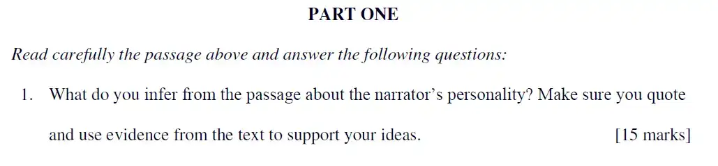 Question 01 - Eton College - 13 Plus English Scholarship Exam 2019
