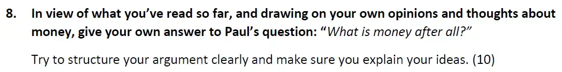 Question 10 - Westminster School - 13+ English Scholarship Exam 2014