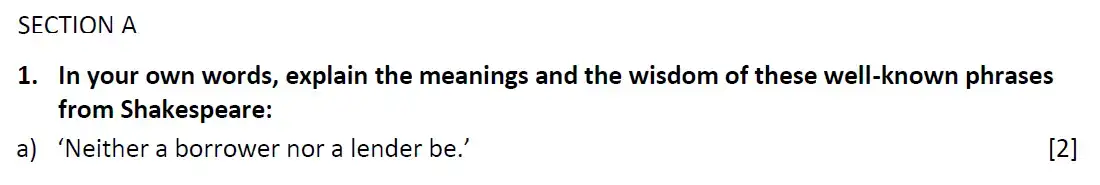 Question 01 - Westminster School - 13+ English Scholarship Exam 2018