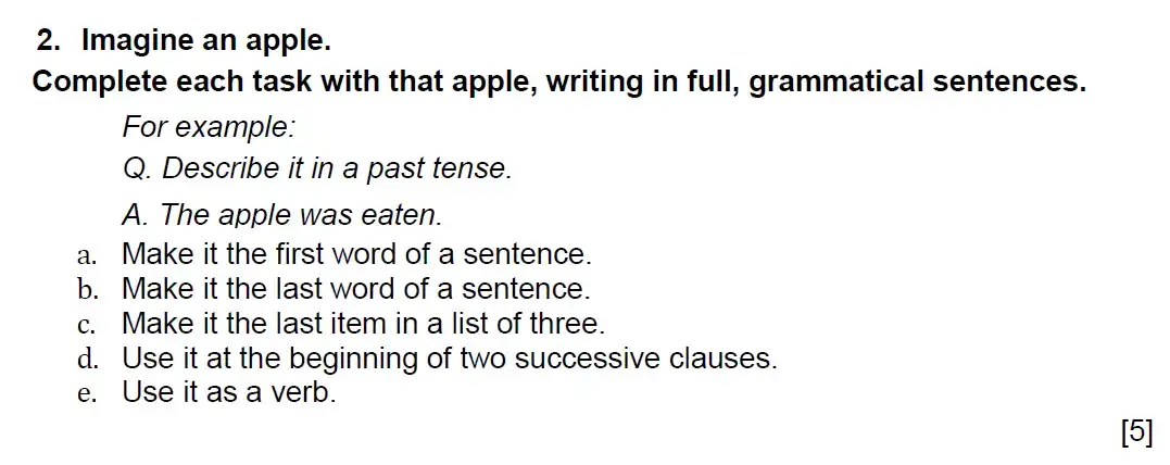 Question 02 - Westminster School - 13 Plus English Scholarship Exam 2021
