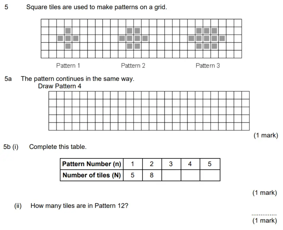 Question 5(5a,5b) - Aldenham School – 13 Plus Maths Sample Paper 2017