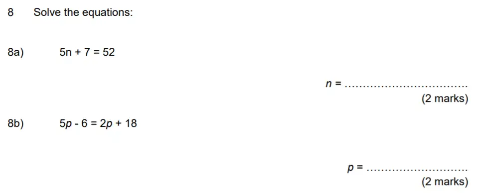 Question 8(8a,8b) - Aldenham School – 13 Plus Maths Sample Paper 2017