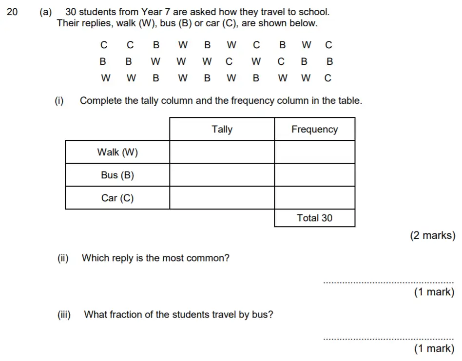 Question 20a(20a(i),20a(ii),20a(iii)) - Aldenham School – 13 Plus Maths Sample Paper 2017