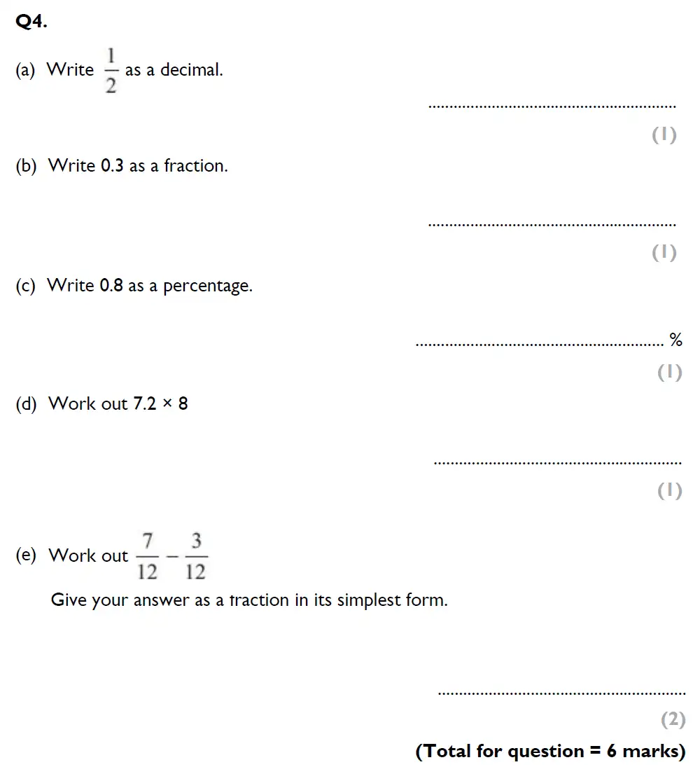 Question 4(a,b,c,d,e) - Aldenham School – 13 Plus Maths Sample Paper 1 2023