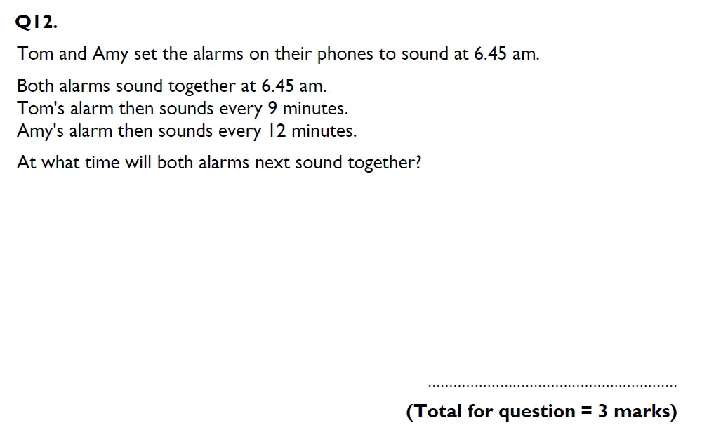 Question 12 - Aldenham School – 13 Plus Maths Sample Paper 1 2023