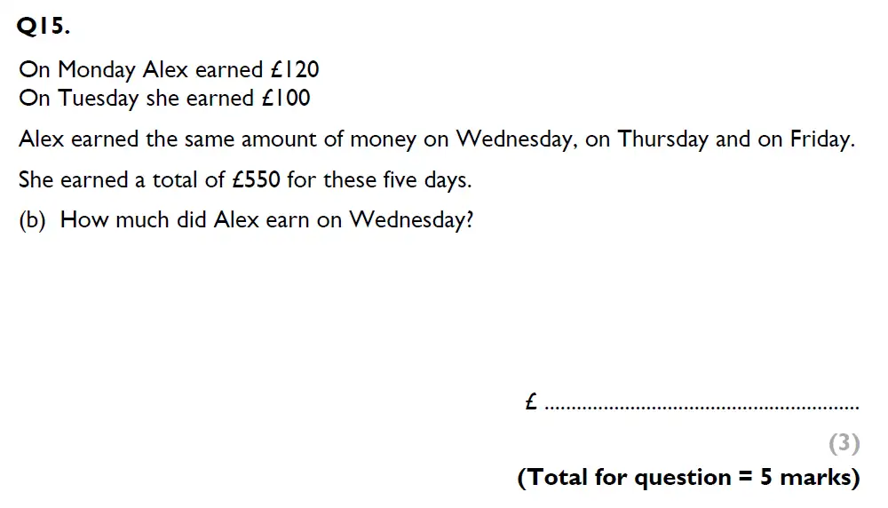 Question 15(b) - Aldenham School – 13 Plus Maths Sample Paper 1 2023